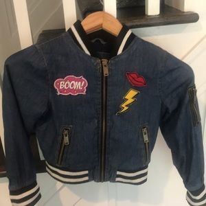 Girls soft denim bomber style jacket